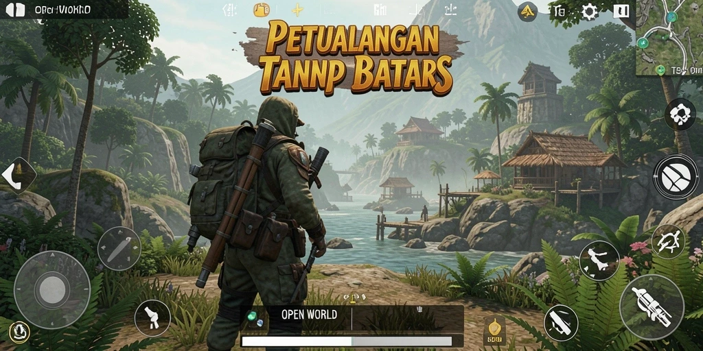 Tampilan antarmuka EOS77 yang menawan dalam pengalaman Open World.
