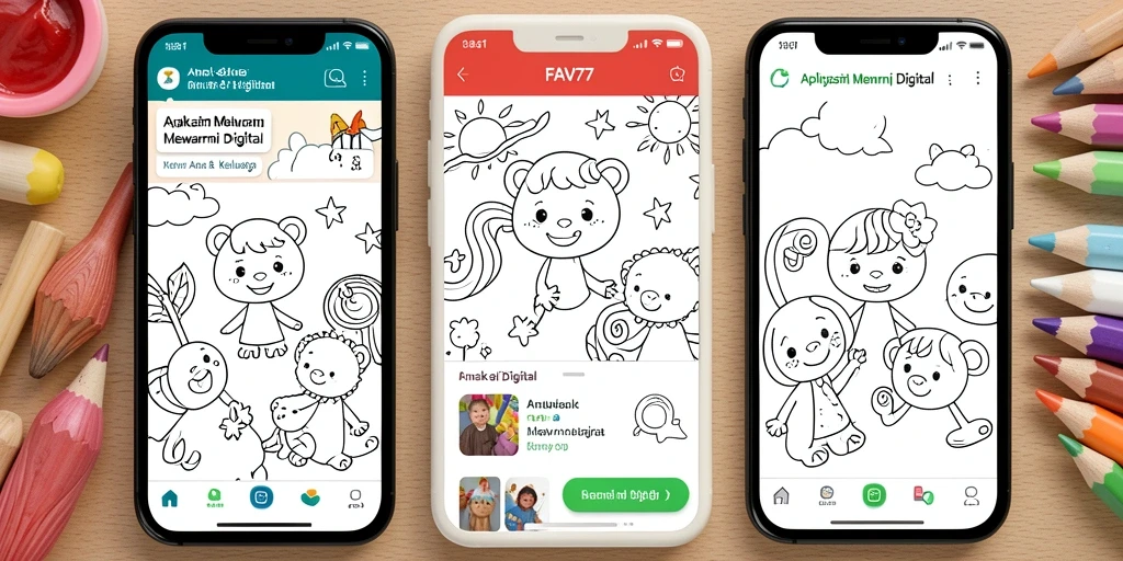 Antarmuka aplikasi FAV77 yang menarik untuk mewarnai digital.