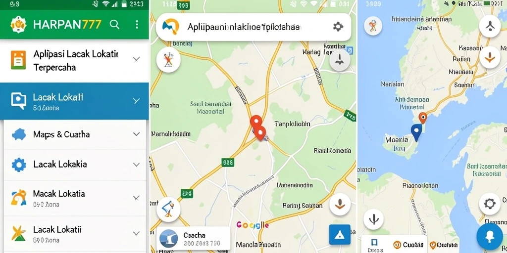 Antarmuka aplikasi HARAPAN777 menampilkan fungsi pelacakan lokasi yang sederhana dan efektif.
