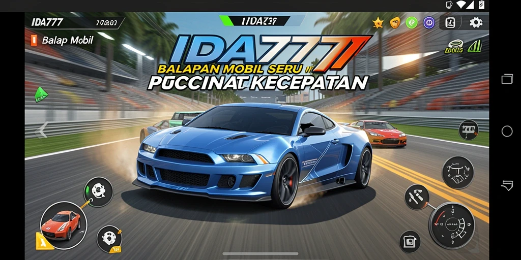 Antarmuka balap mobil yang menarik dan interaktif.