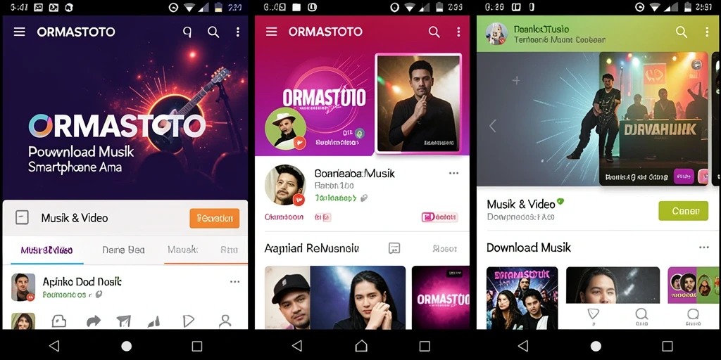 Antarmuka ORMASTOTO menampilkan berbagai pilihan Download Musik.